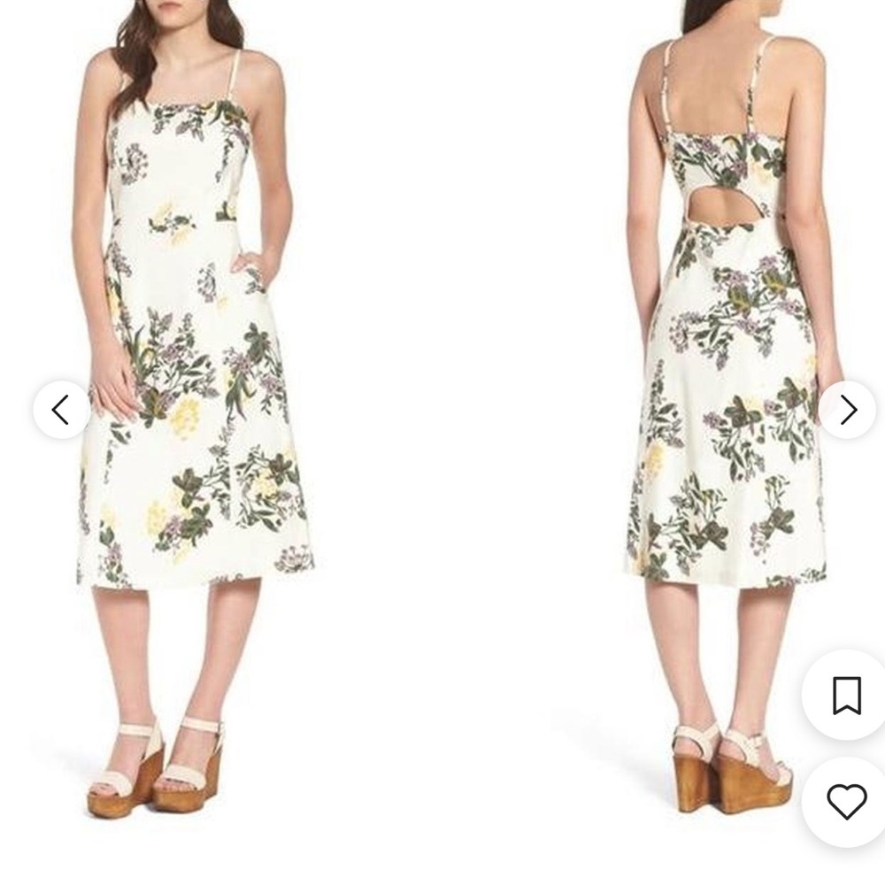 Floral Cutout Midi Dress in White